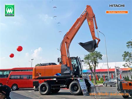 Máy đào bánh lốp HITACHI ZX210W tự hào với năng suất cao và chi phí vận hành thấp