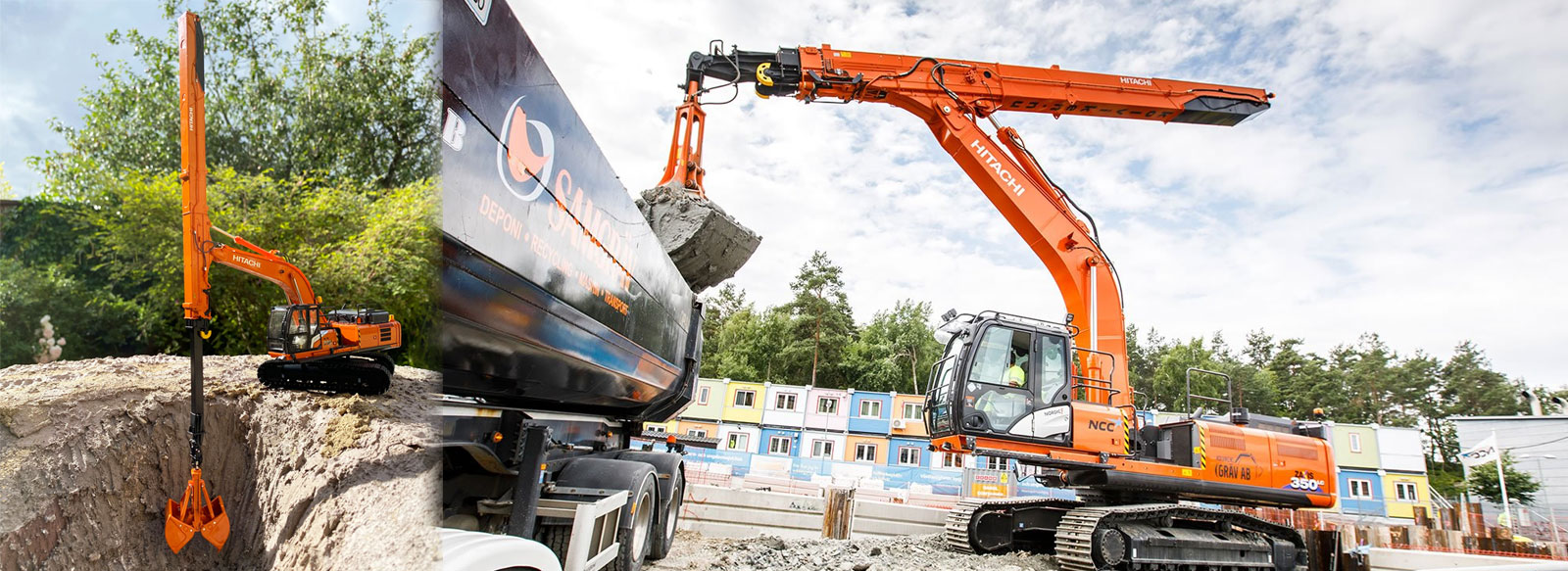 Xe đào bánh xích Hitachi cần đặc biệt
