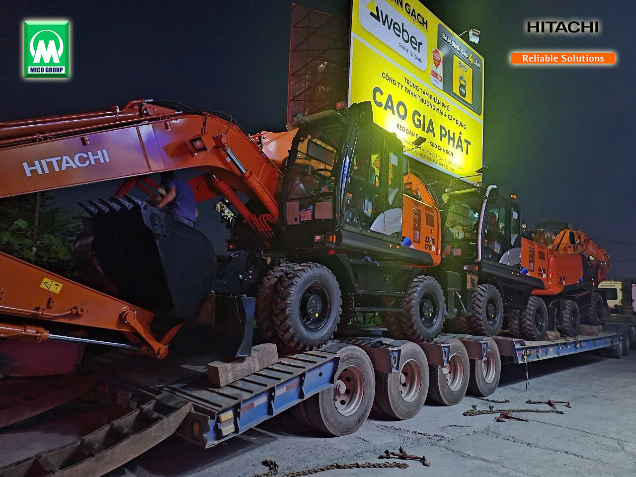 Xe đào lốp Hitachi ZX170W 17 tấn xuất phát từ xưởng MICO Hưng Yên