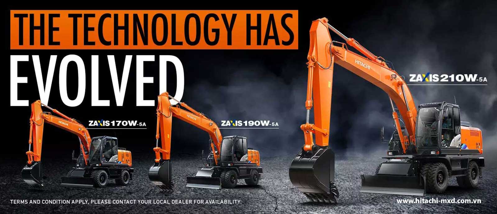 Máy đào bánh lốp Hitachi ZAXIS-5 series ZX170W-5A ZX190W-5A ZX210W-5A