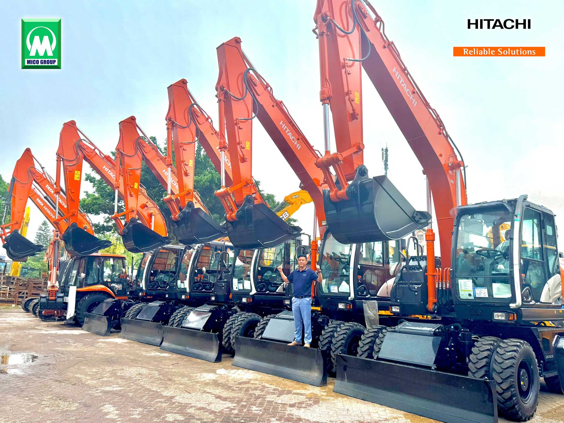 Máy đào bánh lốp Hitachi ZX210W-5A 21 tấn có sẵn tại kho MICO