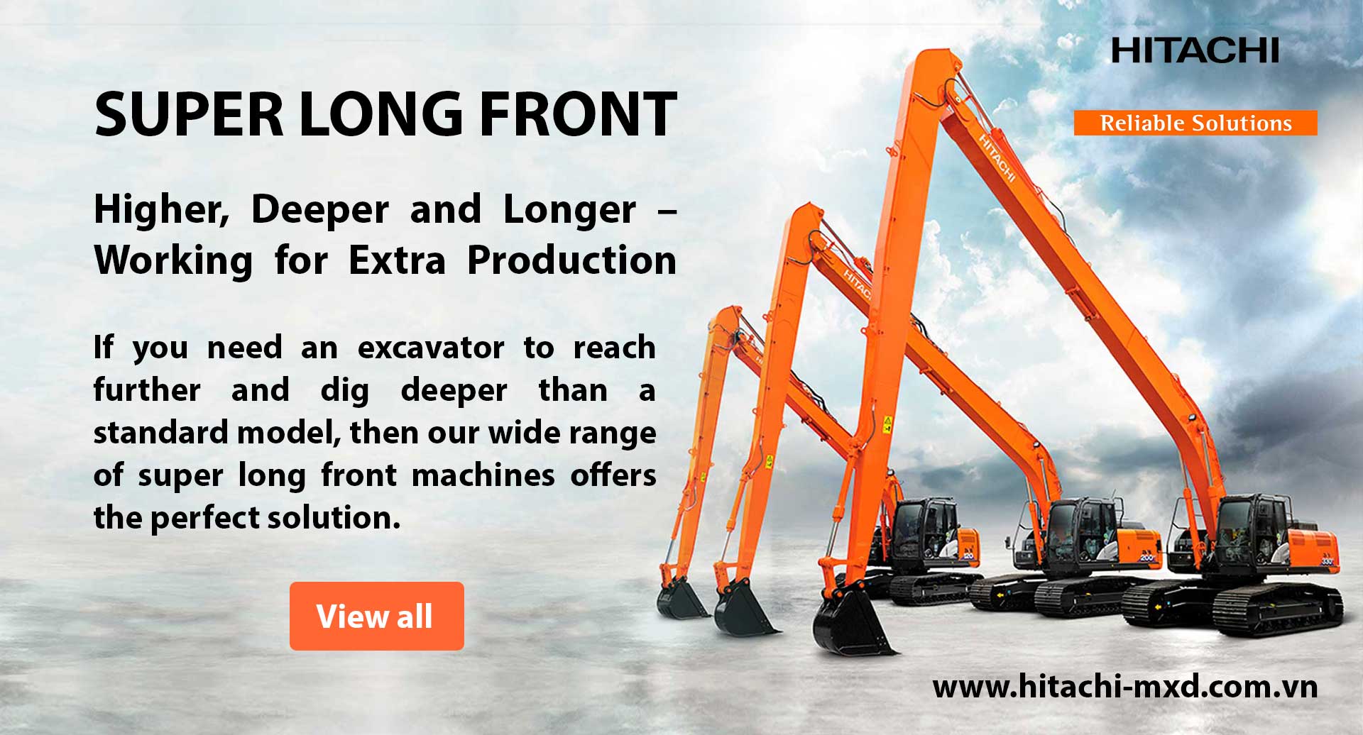 Máy xúc đào cần siêu dài Hitachi Super Long Front Excavators - Mico Group