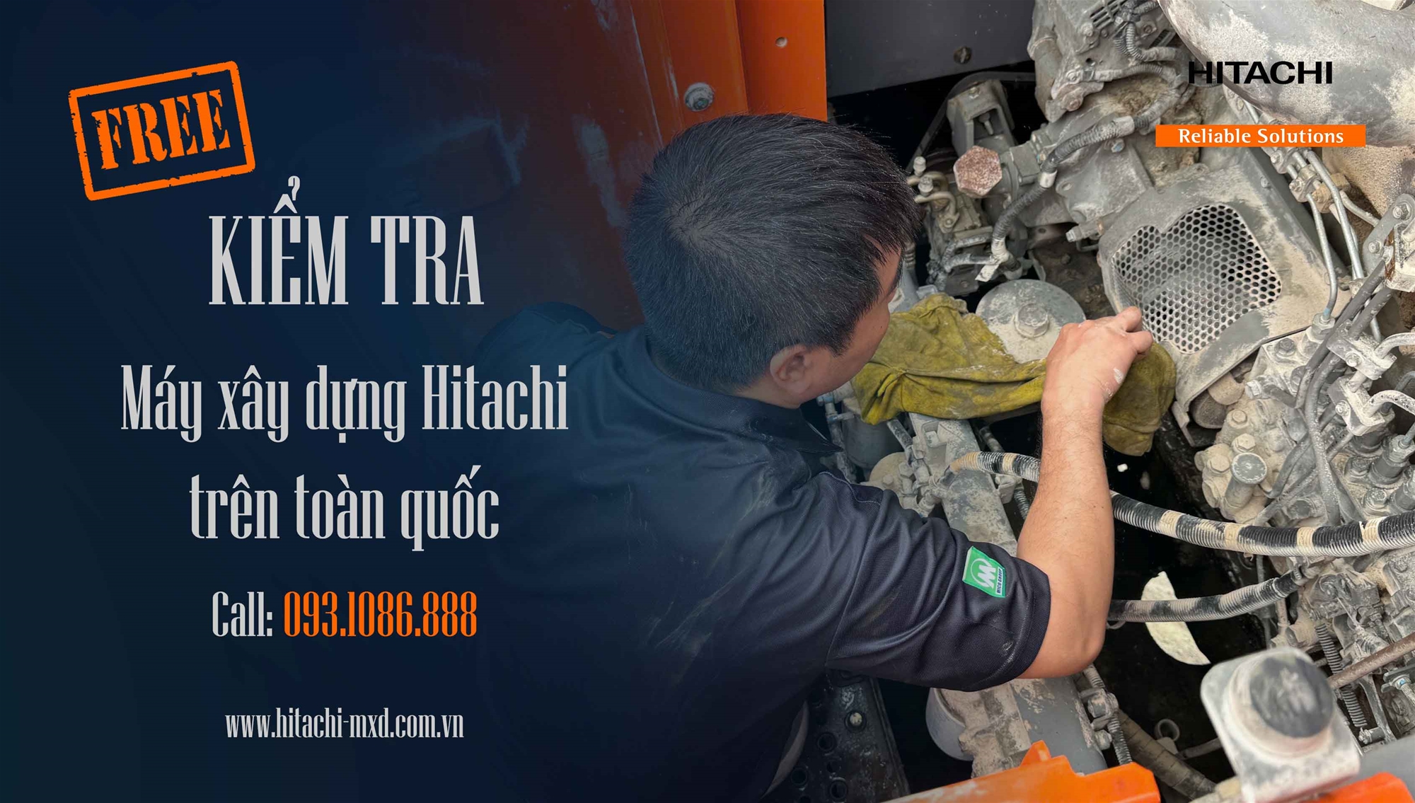 Chương trình Miễn phí kiểm tra bảo dưỡng máy xây dựng Hitachi trên toàn quốc